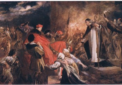 Arrival of Cardinal Wolsey at Leicester Abbey, from Cassells History of the British People Published by the Waverley Book Company, c.1950s by John Gilbert